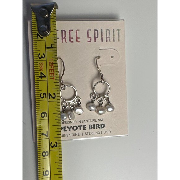 Peyote Bird Fresh Water Pearls Chandelier Hoops Sterling Silver Earrings Boho - Picture 7 of 9